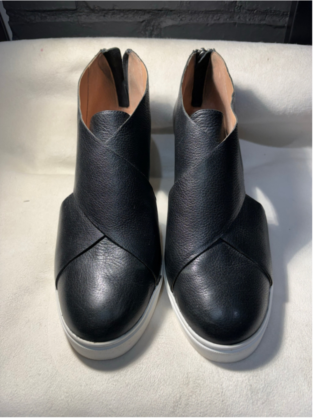 Women's‎ L.Paolo Black Leather Wedge Sneakers